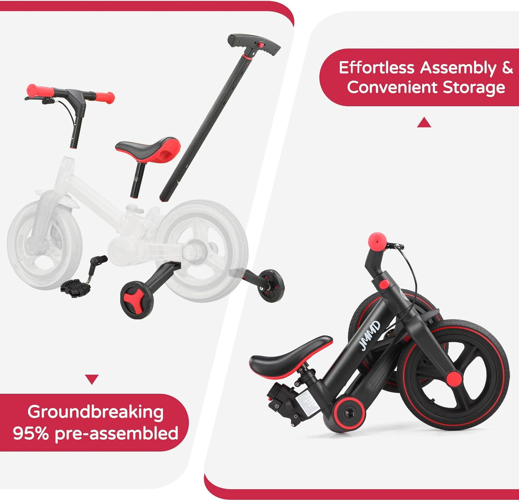 6 in 1 Toddler Bike with Push Handle for Kids